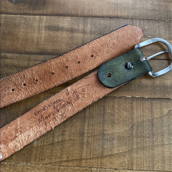 Handmade leather flower embossed belt